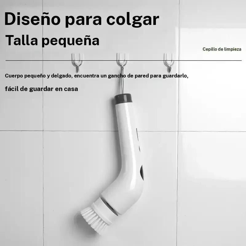 Cepillo eléctrico giratorio duradero con pantalla LED, 1 juego de cepillo eléctrico giratorio recargable por USB con 7 cabezales de cepillo intercambiables, herramienta de limpieza del hogar para baño, suelo, coche y azulejos