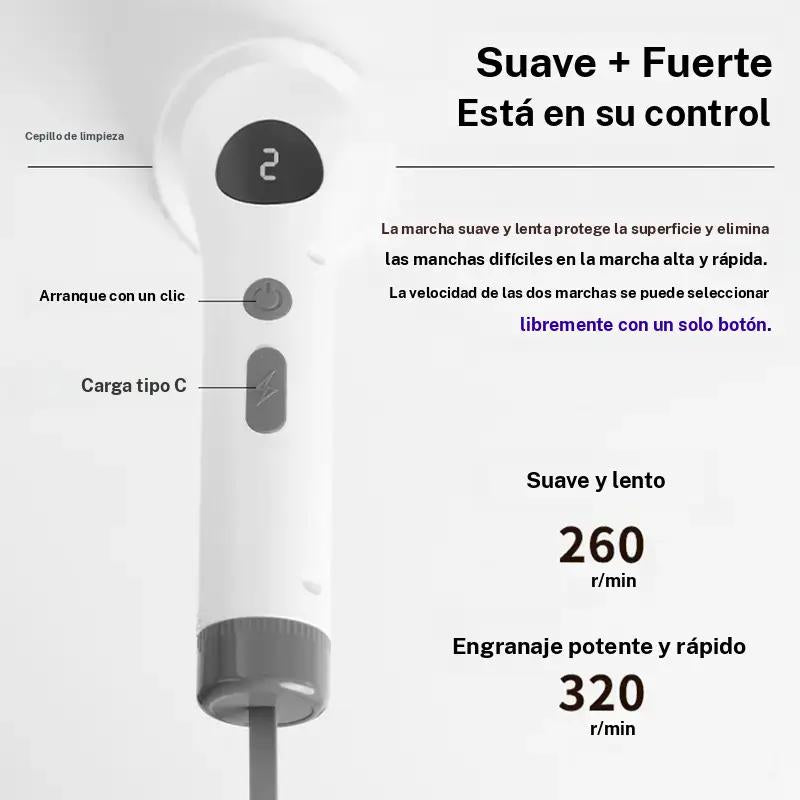 Cepillo eléctrico giratorio duradero con pantalla LED, 1 juego de cepillo eléctrico giratorio recargable por USB con 7 cabezales de cepillo intercambiables, herramienta de limpieza del hogar para baño, suelo, coche y azulejos