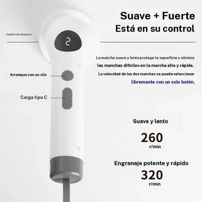 Cepillo eléctrico giratorio duradero con pantalla LED, 1 juego de cepillo eléctrico giratorio recargable por USB con 7 cabezales de cepillo intercambiables, herramienta de limpieza del hogar para baño, suelo, coche y azulejos