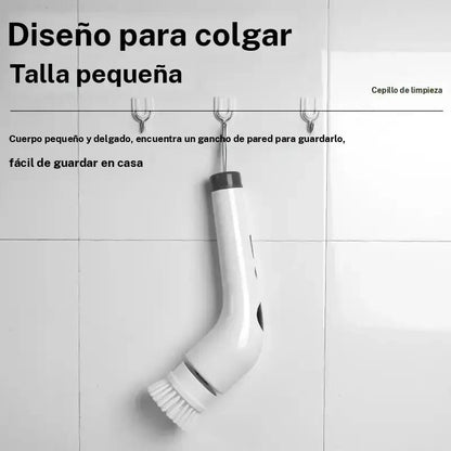 Cepillo eléctrico giratorio duradero con pantalla LED, 1 juego de cepillo eléctrico giratorio recargable por USB con 7 cabezales de cepillo intercambiables, herramienta de limpieza del hogar para baño, suelo, coche y azulejos